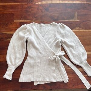 Cream Sweater Wrap Top